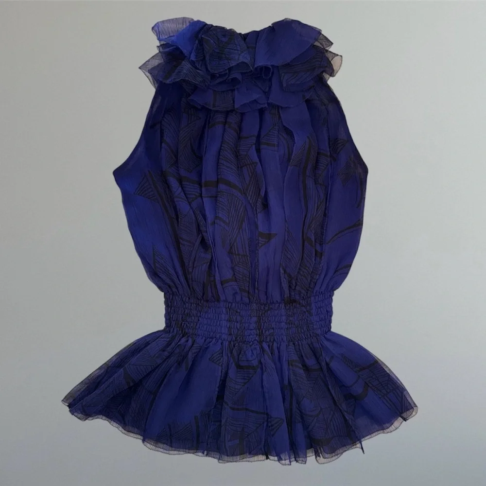 🛍️SALE🛍️ Robbi & Nikki Ruffled & Buttoned Front | Sleeveless Tank Top Blouse - Picture 4 of 7